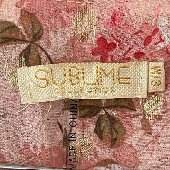 Sublime Collection Powder Pink Floral Fairy Surplice Chiffon Dress Size S/M - Picture 6 of 10